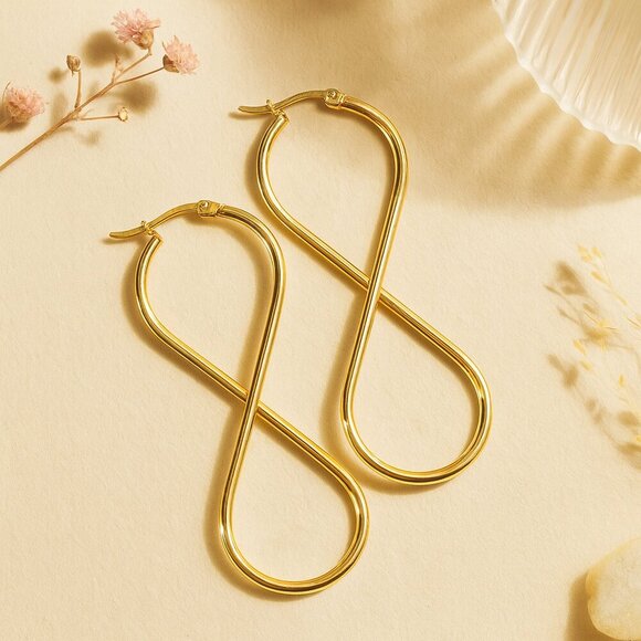 🆕️Infinity Statement Earrings | 18K Gold Plated Stainless Steel Minimalist Chic - Picture 7 of 9